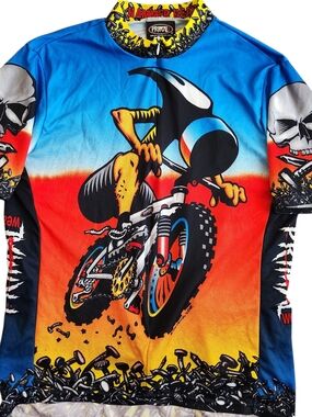 Vintage Primal Wear Hammer Head Cycling Jersey Men XL Blue Performance USA Cool